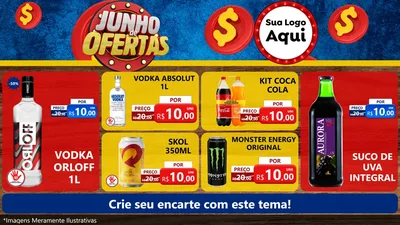 Modelo de TV para TV Horizontal com o tema Junho de Ofertas para Distribuidora de bebidas