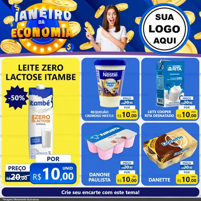 Modelo de Rede Social para Feed Facebook com o tema Janeiro da Economia para Frios e Laticínios