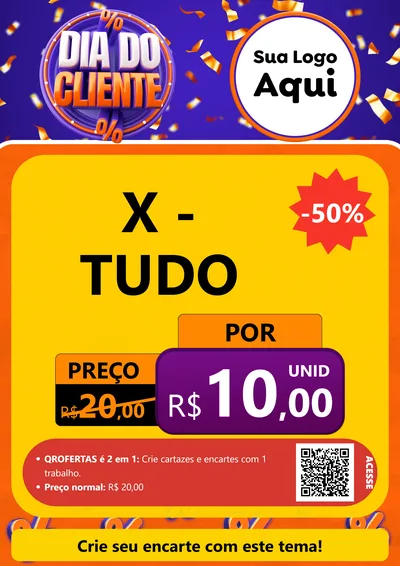 Modelo de Cartaz para Cartaz A4 Vertical com o tema Dia do Cliente para Hamburgueria