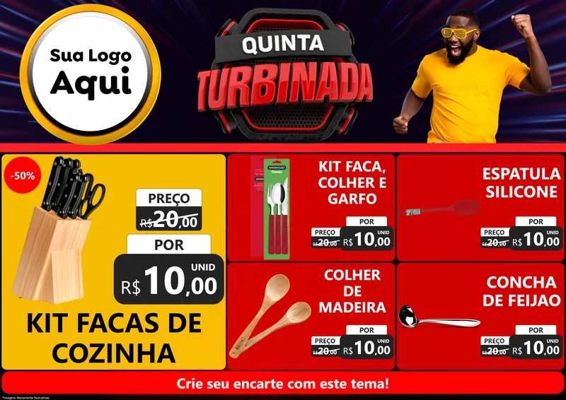 Modelo de Encarte para Encarte A4 Horizontal com o tema Quinta Turbinada para Utilidades Domésticas