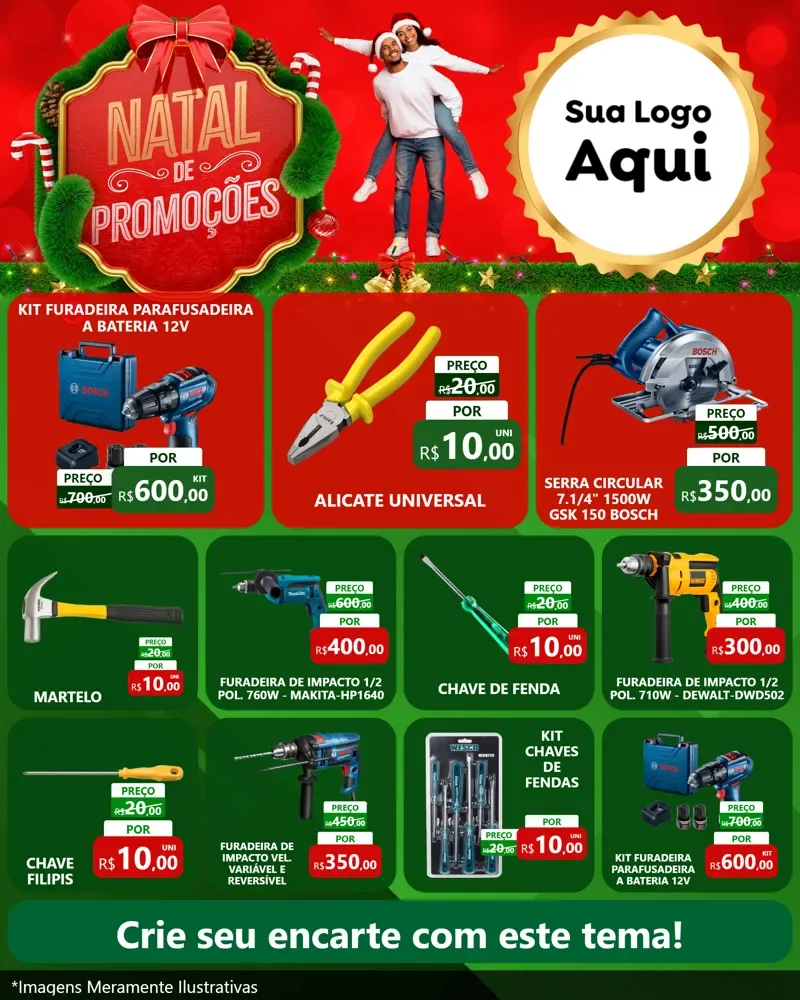 Modelo de Rede Social para Feed Instagram com o tema Natal de Promoções para Maquinas e Ferramentas