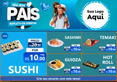 Modelo de Encarte para Encarte A4 Horizontal com o tema Dia Dos Pais Repleto de Ofertas para Comida japonesa