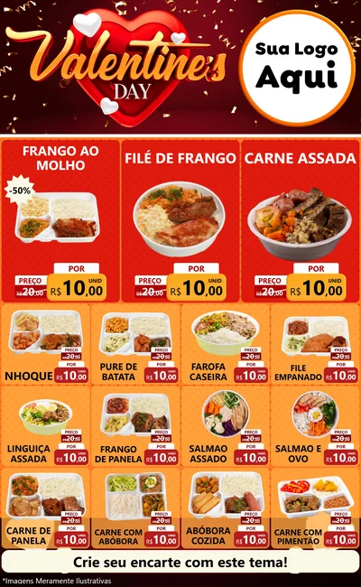 Modelo de Encarte para Encarte Grande com o tema Valentine's Day para Restaurante