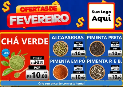 Modelo de Encarte para Encarte A4 Horizontal com o tema Ofertas de Fevereiro para Produtos Naturais