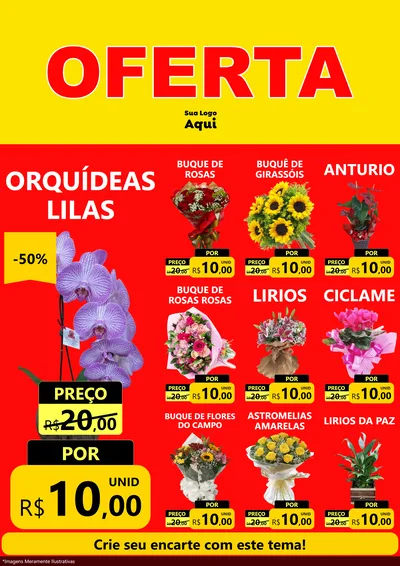 Modelo de Encarte para Encarte A4 Vertical com o tema OFERTA - Vermelho Cartaz para Floricultura e jardim