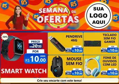 Modelo de Encarte para Encarte A4 Horizontal com o tema Semana de Ofertas para Informática
