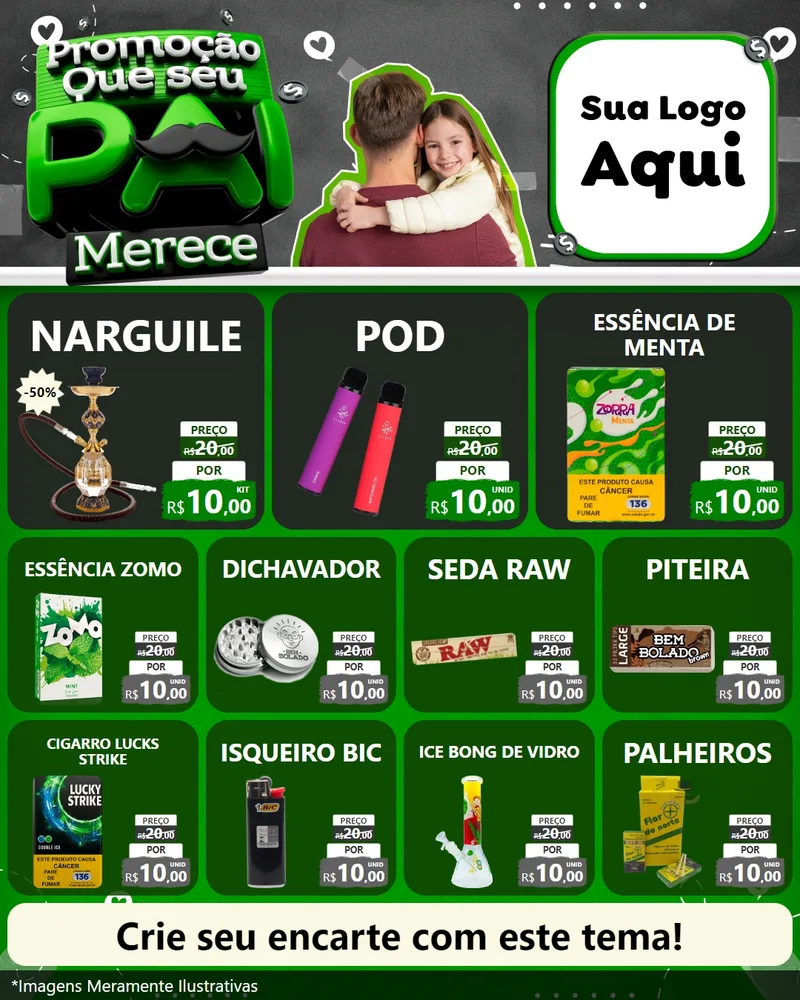 Modelo de Rede Social para Feed Instagram com o tema Promoção Que seu Pai Merece para Tabacaria