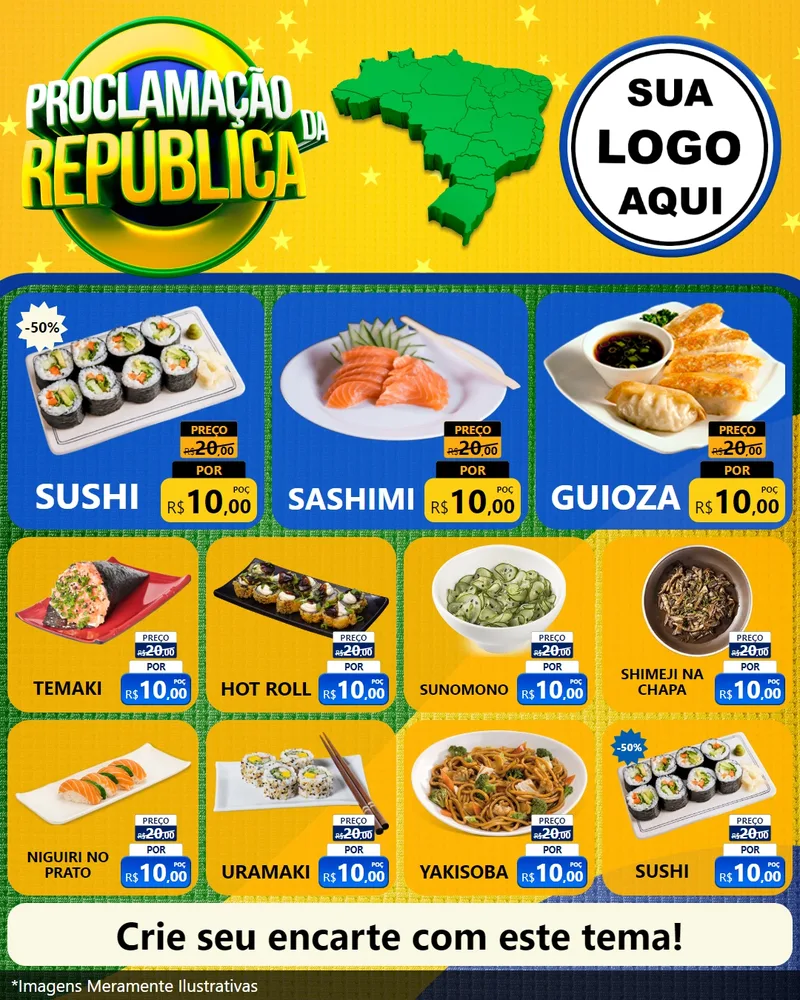Modelo de Rede Social para Feed Instagram com o tema Proclamação da República para Comida japonesa