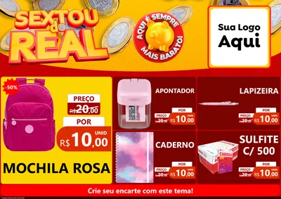 Modelo de Encarte para Encarte A4 Horizontal com o tema Sextou do Real para Papelaria