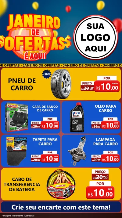Modelo de TV para TV Vertical com o tema Janeiro de Ofertas É Aqui! para Auto peças