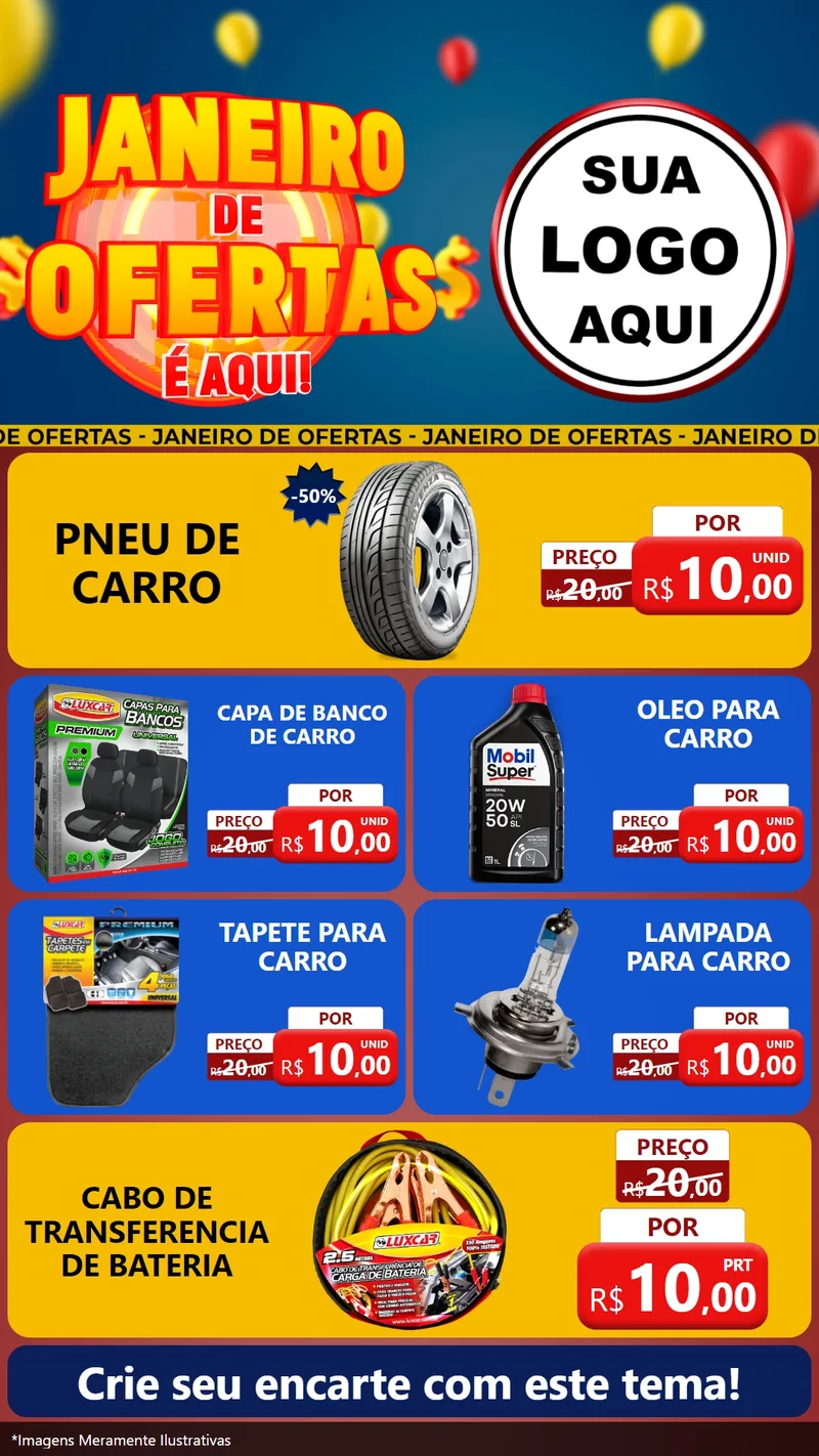 Modelo de TV para TV Vertical com o tema Janeiro de Ofertas É Aqui! para Auto peças