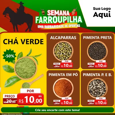 Modelo de Rede Social para Feed Facebook com o tema Semana Farroupilha - Uma Barbaridade de Ofertas para Produtos Naturais