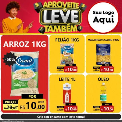 Modelo de Rede Social para Feed Facebook com o tema Aproveite e Leve Também para Supermercado
