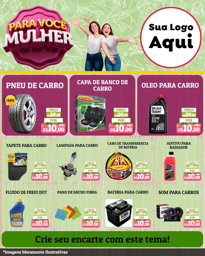 Modelo de Rede Social para Feed Instagram com o tema Para Você Mulher para Auto peças