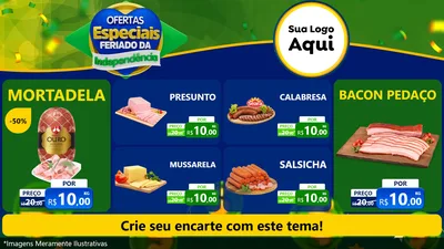 Modelo de TV para TV Horizontal com o tema Ofertas Especiais Feriado da Independência para Frios e Laticínios