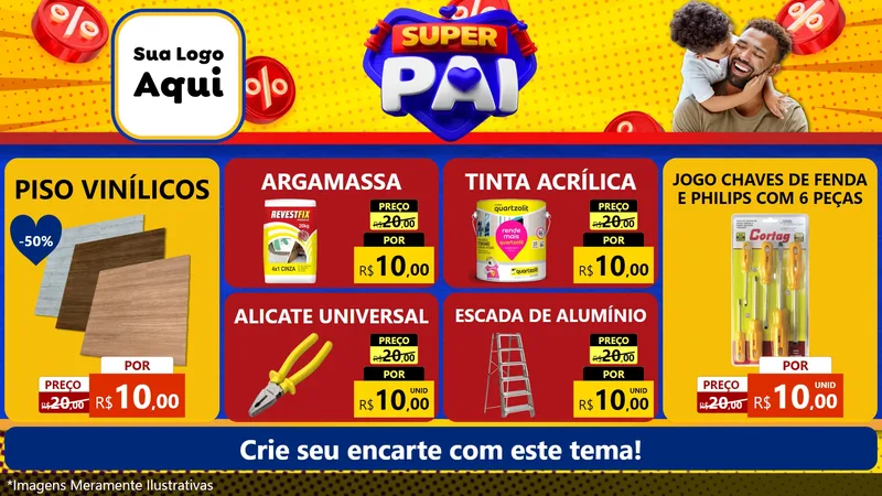 Modelo de TV para TV Horizontal com o tema Super Pai para Material para Construção