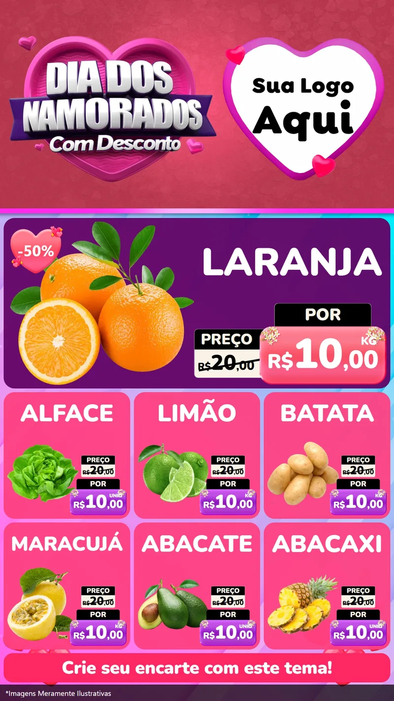 Modelo de Rede Social para Stories com o tema Dia Dos Namorados Com Desconto para Hortifrúti