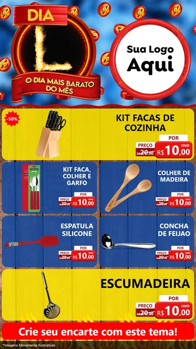 Modelo de TV para TV Vertical com o tema Dia L - O Dia Mais Barato Do Mês para Utilidades Domésticas