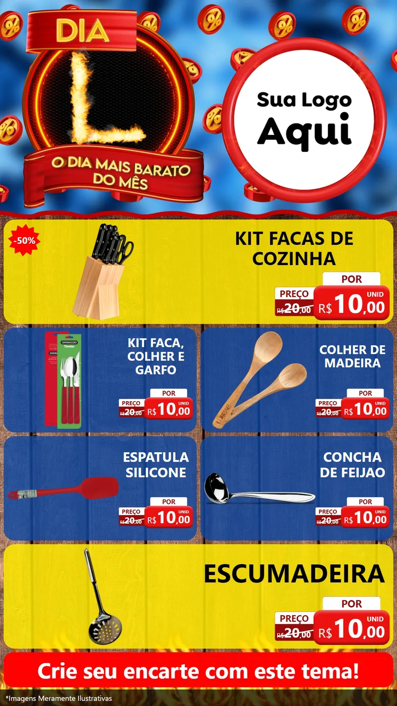 Modelo de TV para TV Vertical com o tema Dia L - O Dia Mais Barato Do Mês para Utilidades Domésticas