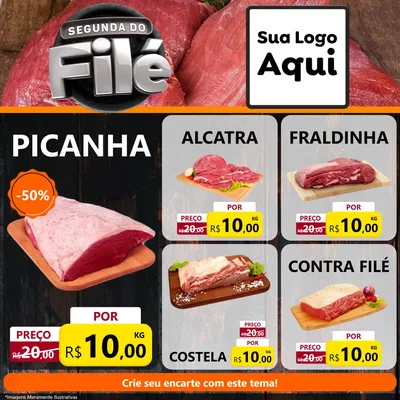 Modelo de Rede Social para Feed Facebook com o tema Segunda do Filé para Açougue