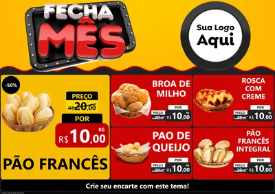 Modelo de Encarte para Encarte A4 Horizontal com o tema Fecha Mês para Padaria