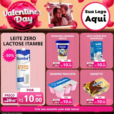 Modelo de Rede Social para Feed Facebook com o tema Valentine's Day para Frios e Laticínios
