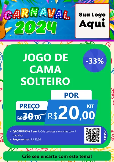 Modelo de Cartaz para Cartaz A4 Vertical com o tema Carnaval 2027 para Cama, Mesa e Banho