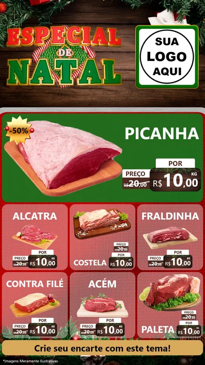 Modelo de Rede Social para Stories com o tema Especial de Natal para Açougue