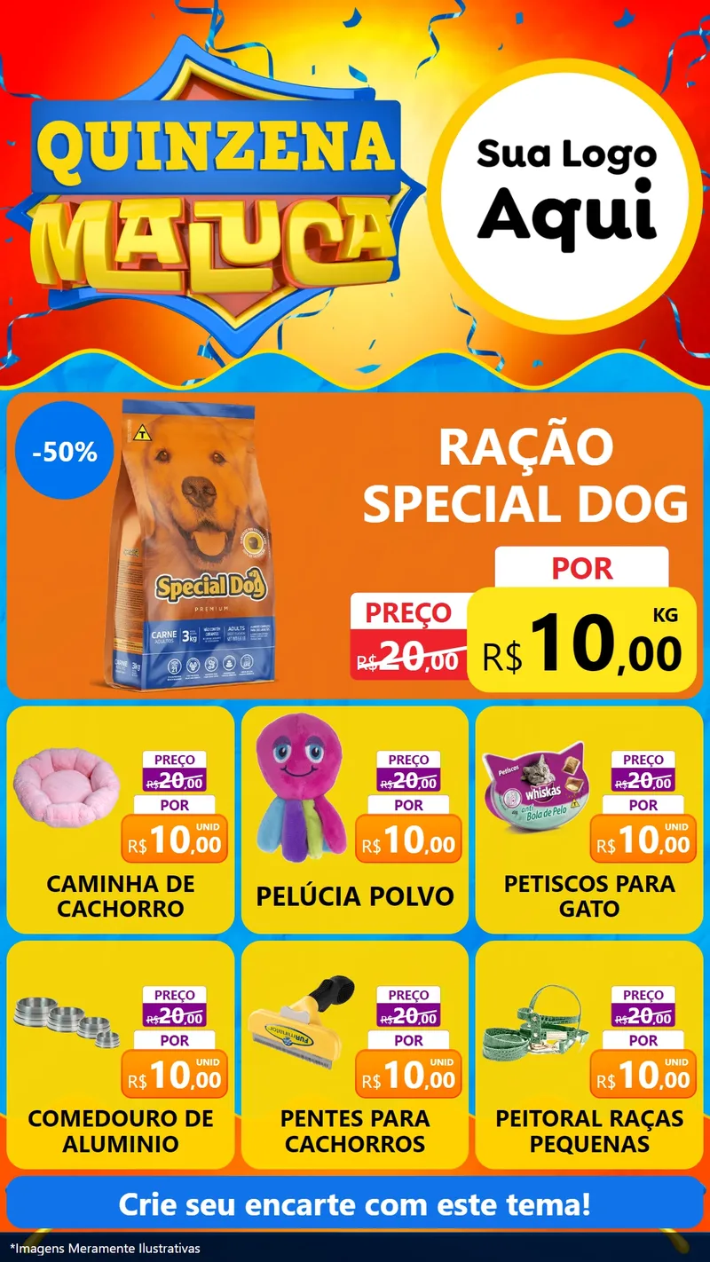 Modelo de Rede Social para Stories com o tema Quinzena Maluca para Pet Shop