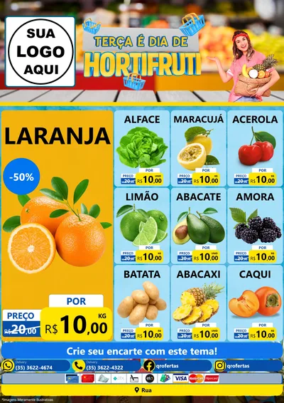 Modelo de Encarte para Encarte A4 Vertical com o tema Terça É Dia de Hortifruti para Hortifrúti