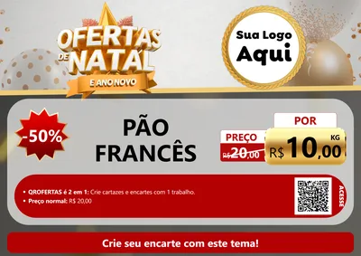 Modelo de Cartaz para Cartaz A4 Horizontal com o tema Ofertas De Natal E Ano Novo para Padaria