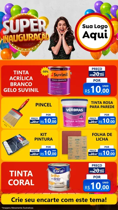 Modelo de TV para TV Vertical com o tema Super Inauguração para Tintas e Ferramentas