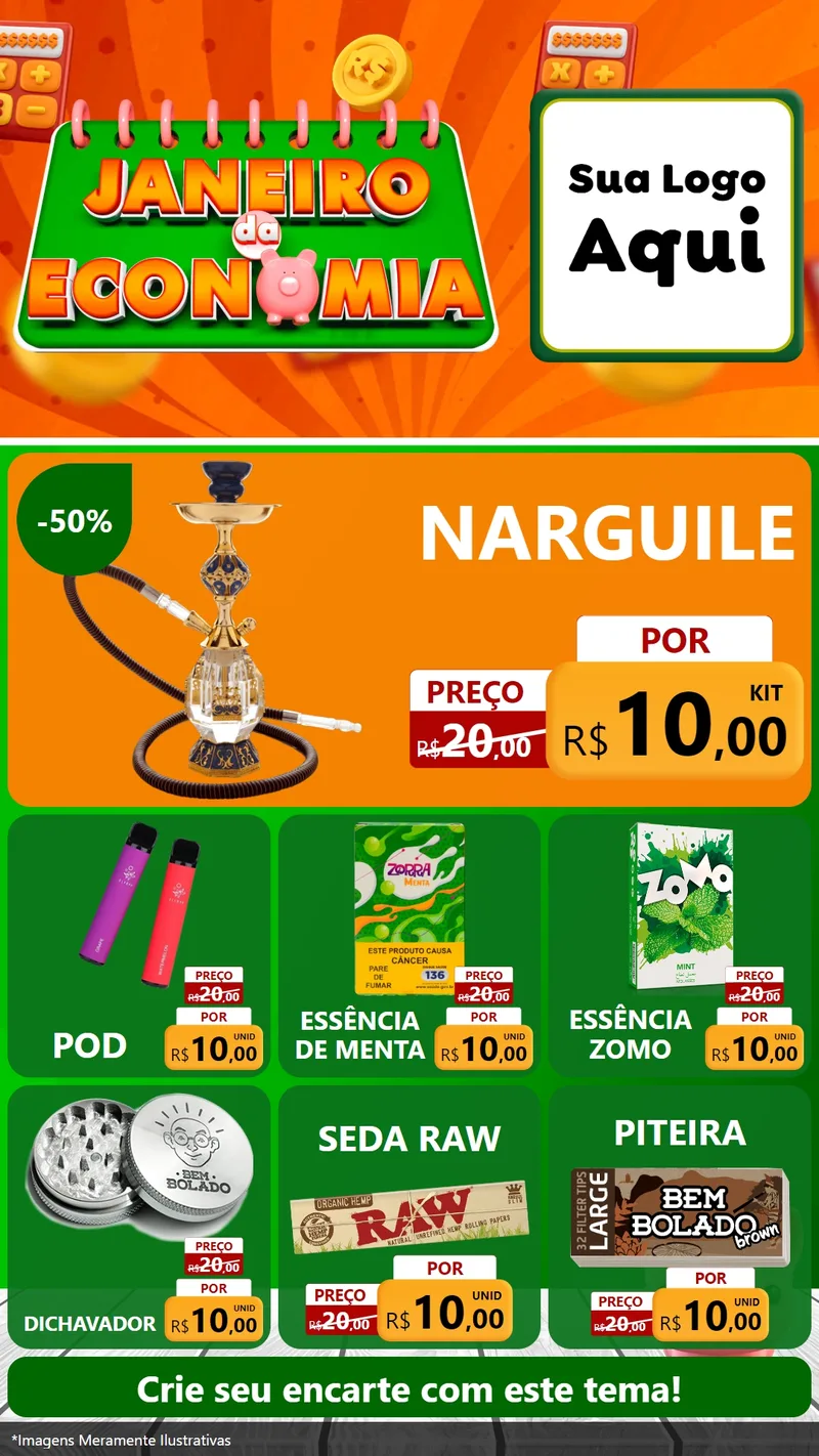 Modelo de Rede Social para Stories com o tema Janeiro da Economia para Tabacaria
