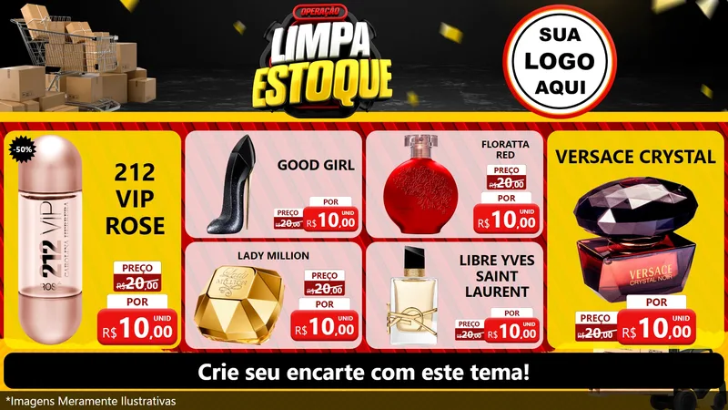 Modelo de TV para TV Horizontal com o tema Operação Limpa Estoque para Perfumes