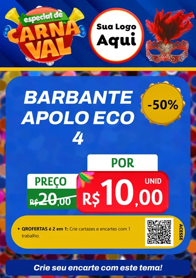 Modelo de Cartaz para Cartaz A4 Vertical com o tema Especial de Carnaval para Armarinho e Aviamentos