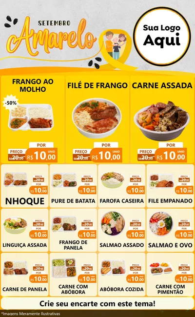 Modelo de Encarte para Encarte Grande com o tema Setembro Amarelo para Restaurante