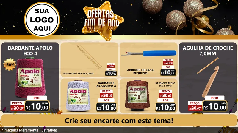 Modelo de TV para TV Horizontal com o tema Ofertas de Fim de Ano para Armarinho e Aviamentos