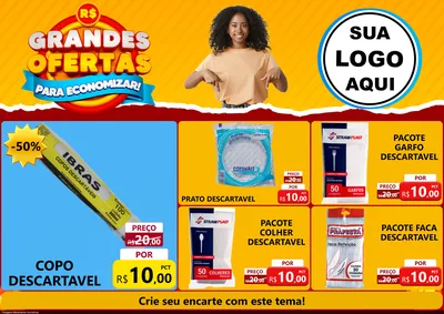 Modelo de Encarte para Encarte A4 Horizontal com o tema Grandes Ofertas Para Economizar! para Embalagens