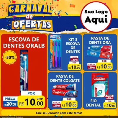 Modelo de Rede Social para Feed Facebook com o tema Carnaval de Ofertas para Higiene Pessoal