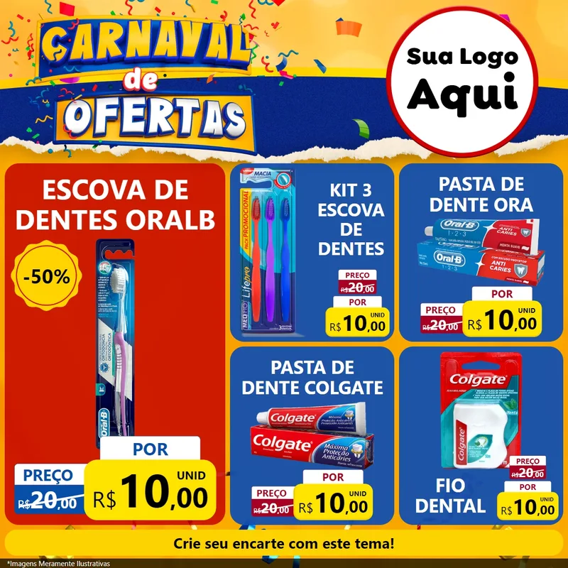 Modelo de Rede Social para Feed Facebook com o tema Carnaval de Ofertas para Higiene Pessoal