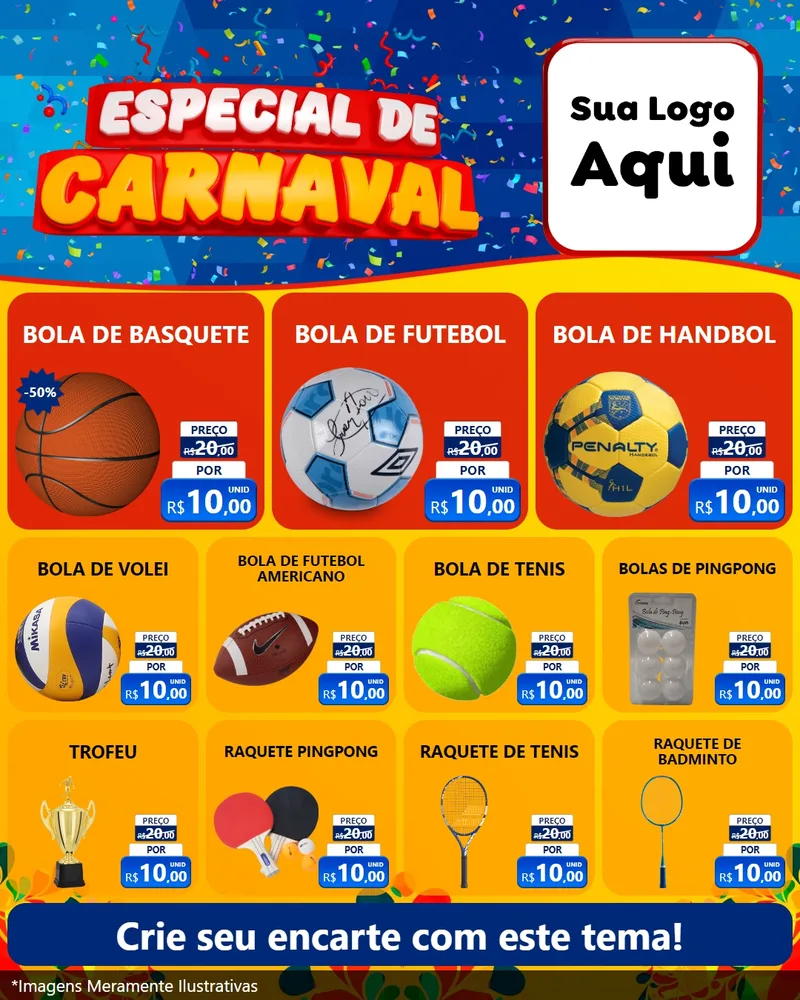 Modelo de Rede Social para Feed Instagram com o tema Especial de Carnaval para Artigos Esportivos
