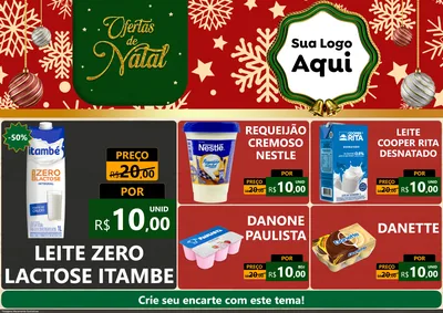 Modelo de Encarte para Encarte A4 Horizontal com o tema Natal de Ofertas para Frios e Laticínios