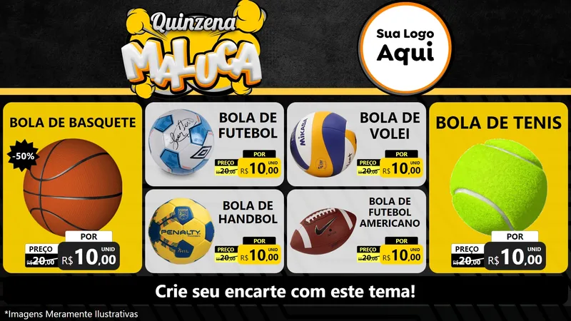 Modelo de TV para TV Horizontal com o tema Quinzena Maluca para Artigos Esportivos