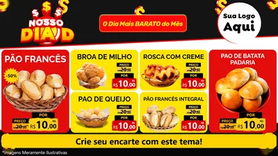 Modelo de TV para TV Horizontal com o tema Nosso Dia D para Padaria