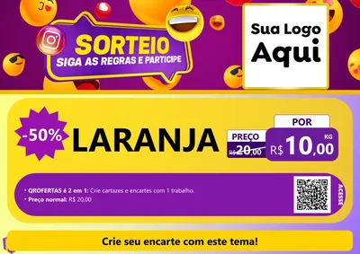 Modelo de Cartaz para Cartaz A4 Horizontal com o tema Sorteio para Hortifrúti