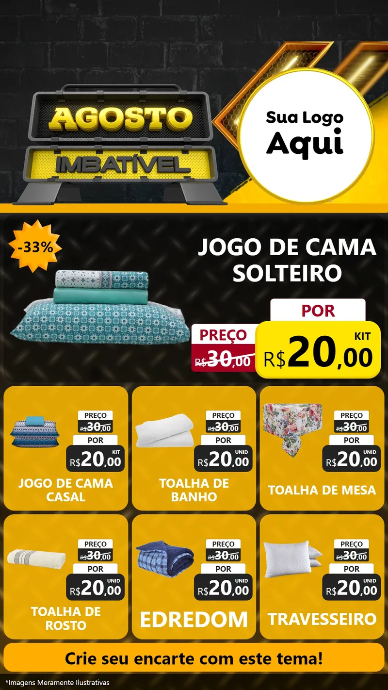 Modelo de Rede Social para Stories com o tema Agosto Imbatível para Cama, Mesa e Banho