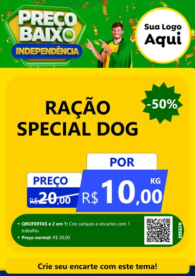 Modelo de Cartaz para Cartaz A4 Vertical com o tema Preço Baixo de Independência para Pet Shop
