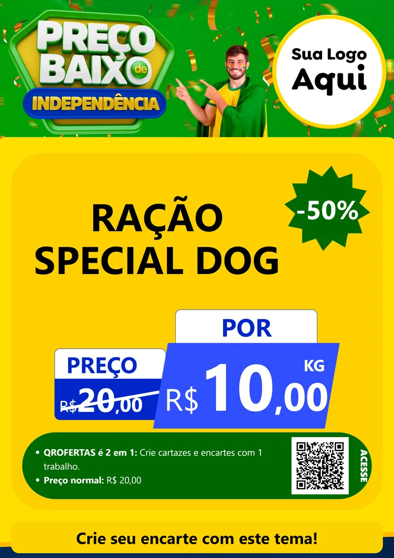 Modelo de Cartaz para Cartaz A4 Vertical com o tema Preço Baixo de Independência para Pet Shop