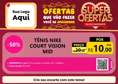 Modelo de Cartaz para Cartaz A4 Horizontal com o tema Dia dos Namorados para Calçados