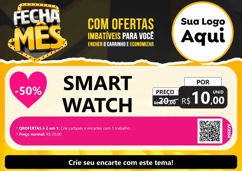 Modelo de Cartaz para Cartaz A4 Horizontal com o tema Fecha Mês para Informática